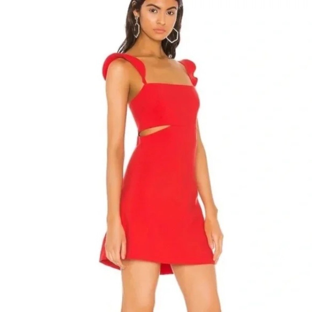 Cutout Mini Dress with Ruffe Shoulders